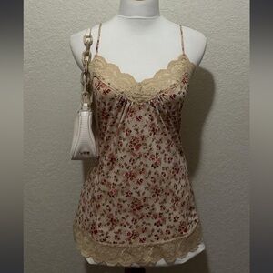 Hot trend y2k floral Lace Trim Cami Top size large